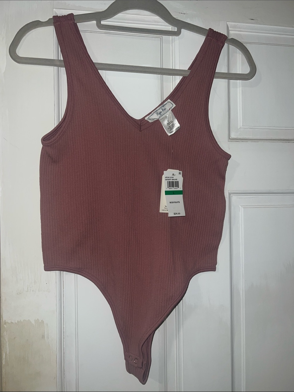 Ribbed Mauve Women’s One-Piece Bodysuit